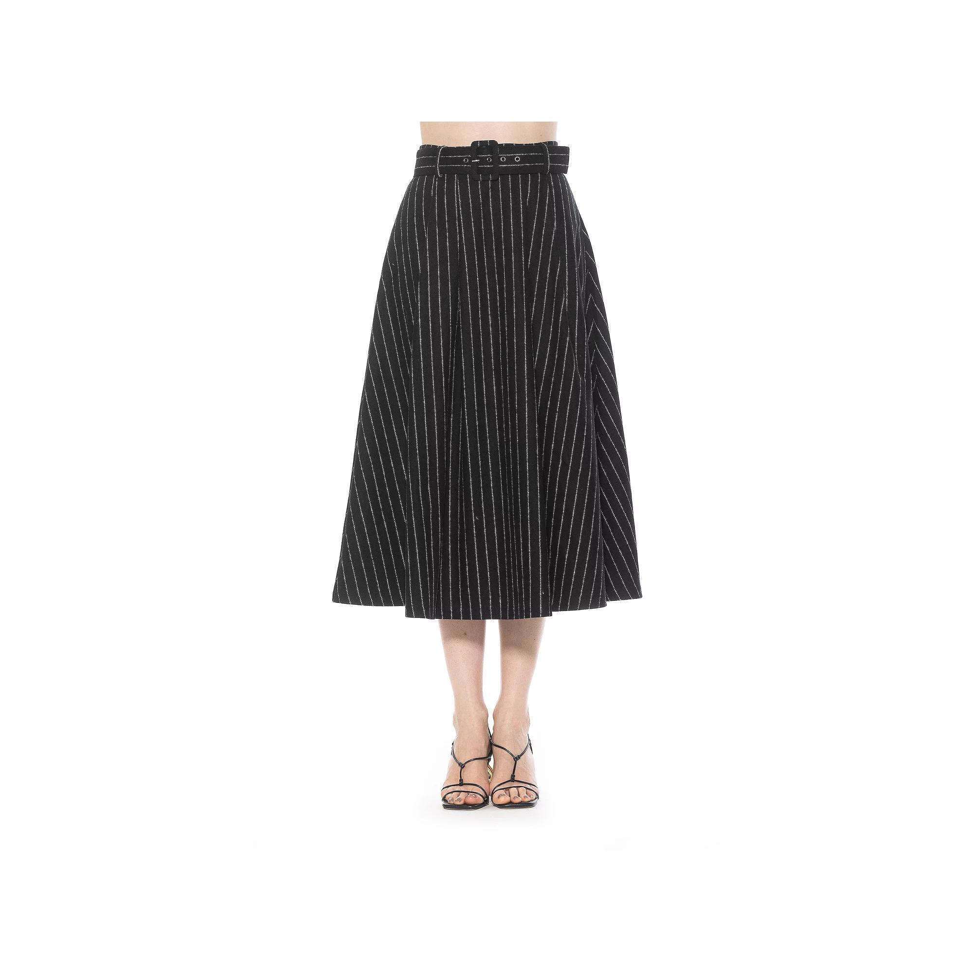 Womens ALEXIA ADMOR Eline Stripe A-Line Skirt With Removable Belt Product Image