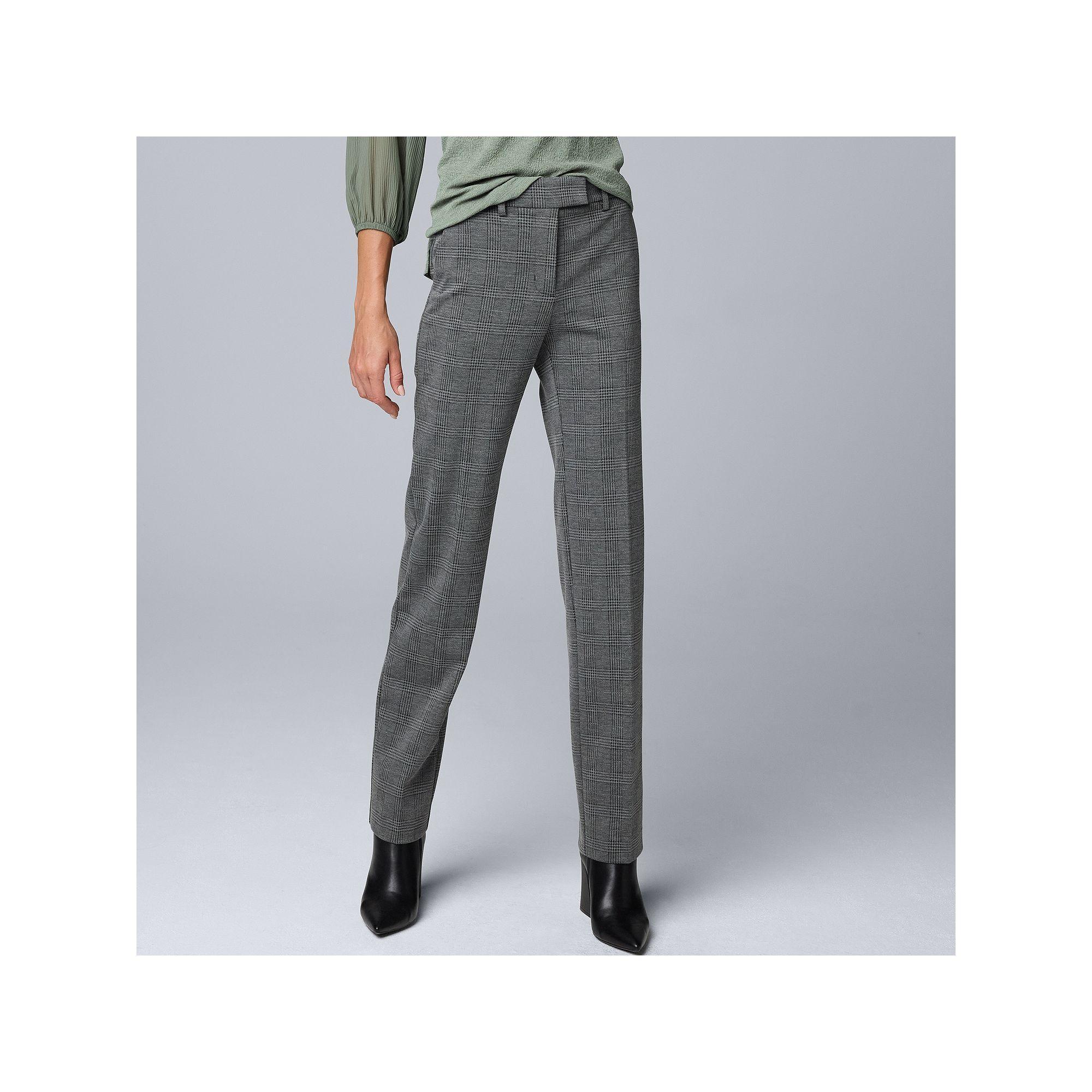 Womens Simply Vera Vera Wang High Rise Slim Straight Leg Trouser Pants Product Image