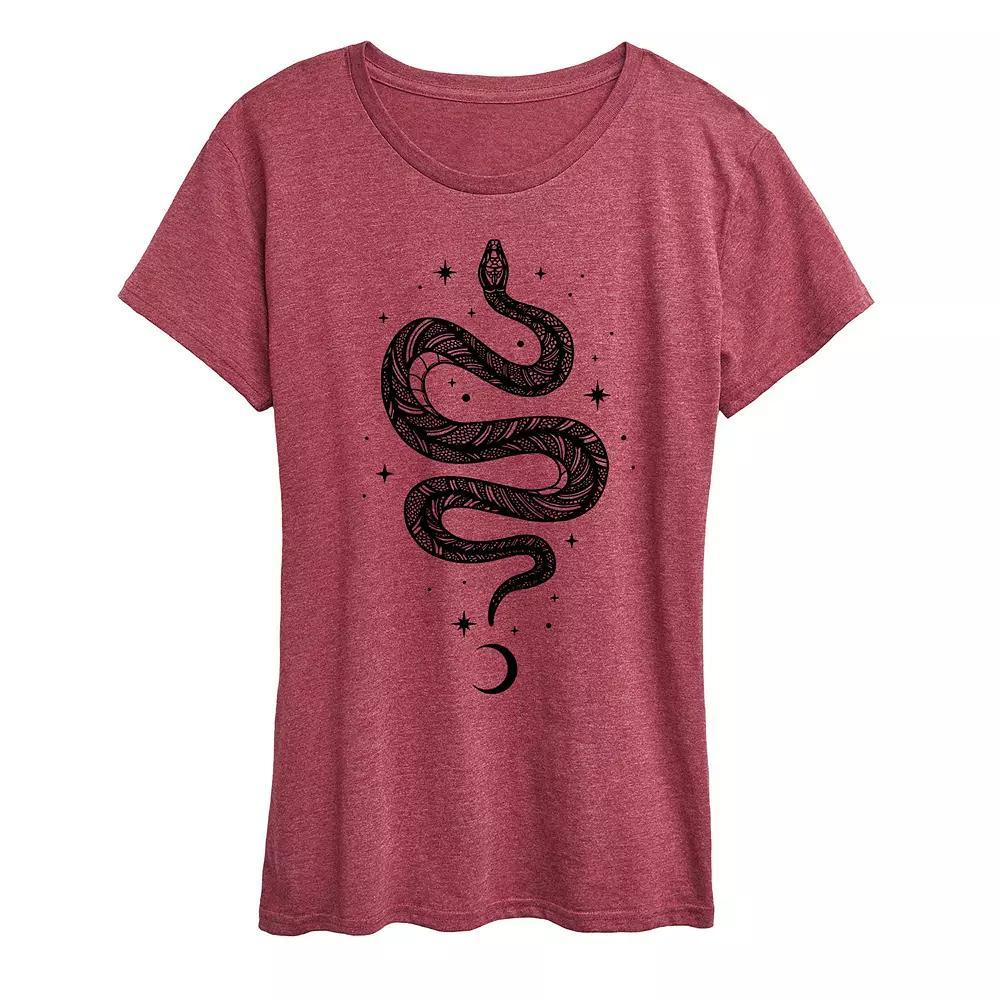Womens Celestial Snake Graphic Tee Grey Gray Product Image