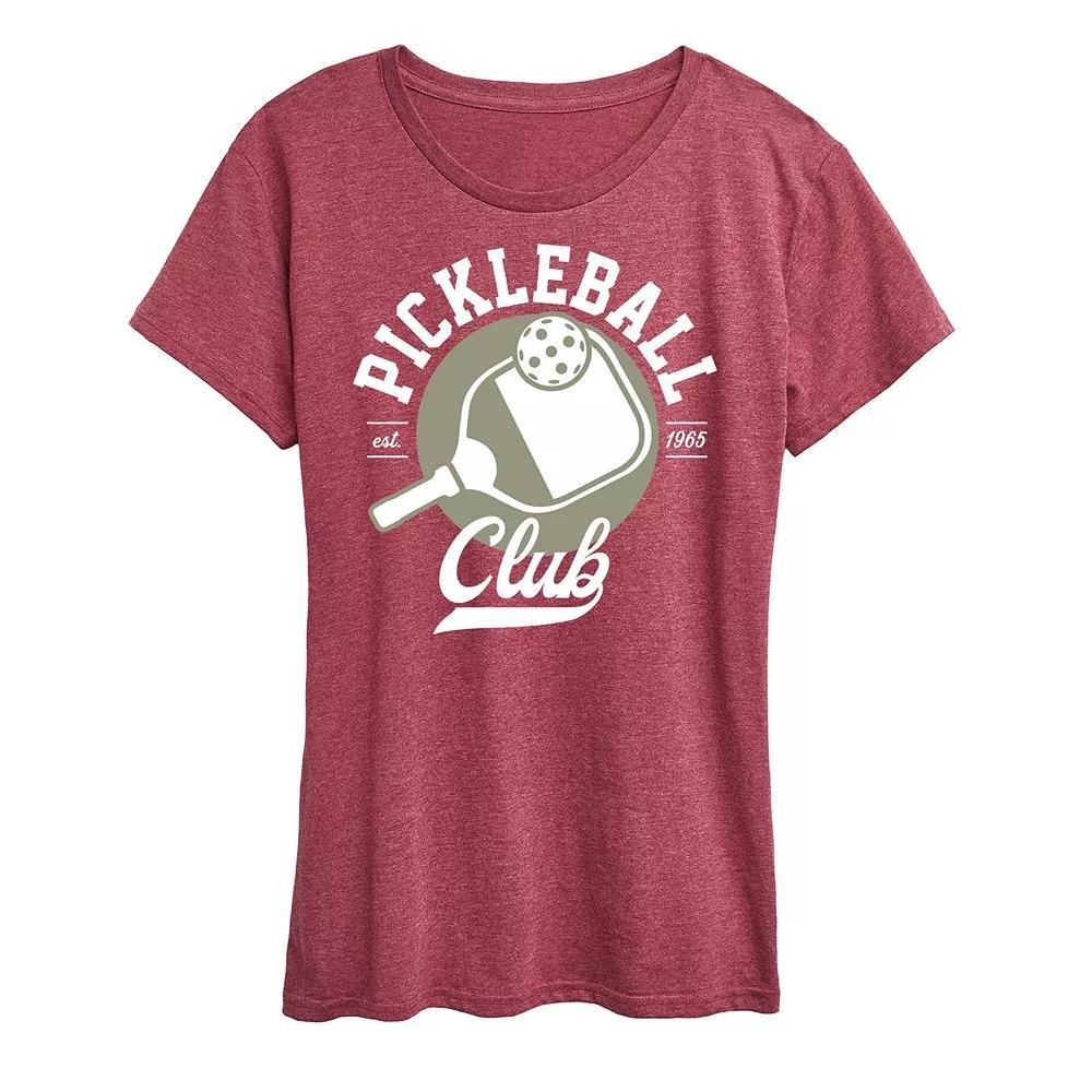 Womens Pickleball Club Graphic Tee Grey Dark Red Product Image