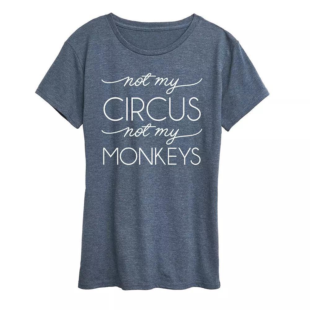 Plus Not My Circus Not My Monkeys Graphic Tee, Womens Grey Blue Product Image