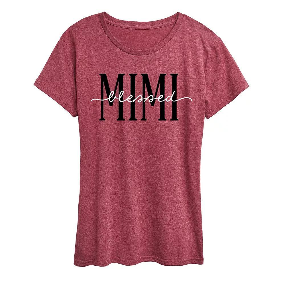 Womens Blessed Mimi Graphic Tee Grey Dark Red Product Image
