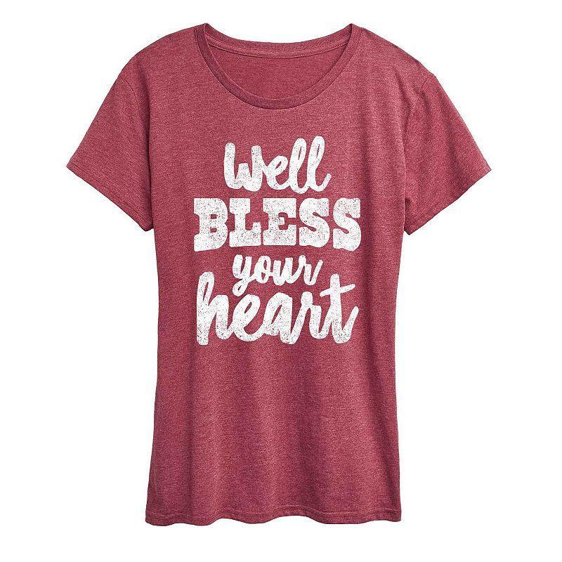 Womens Well Bless Your Heart Graphic Tee, Girls Heather Grey Product Image