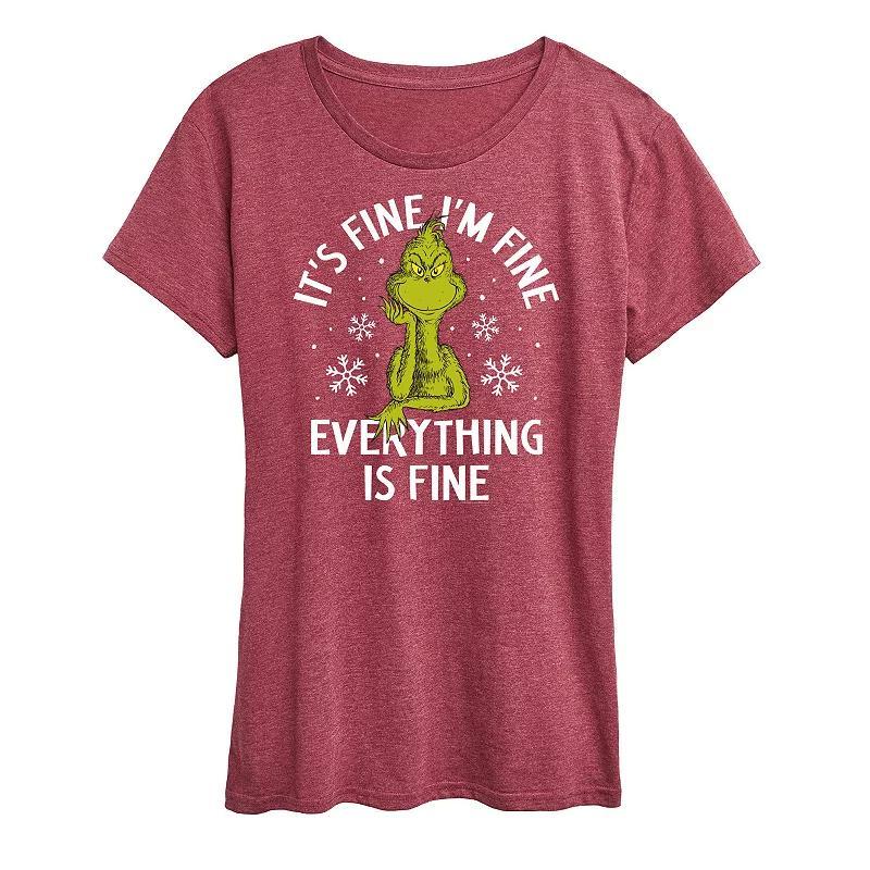 Women's Dr. Seuss Grinch It's Fine I'm Fine Graphic Tee, Size: Large, Black Product Image