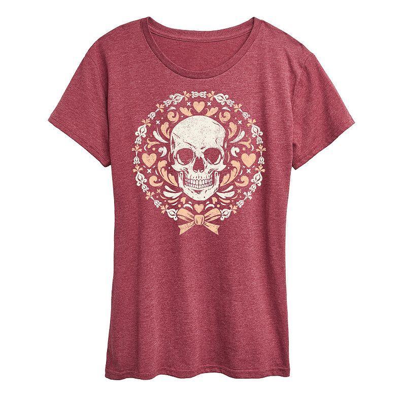 Womens Coquette Skull Graphic Tee Blue Product Image