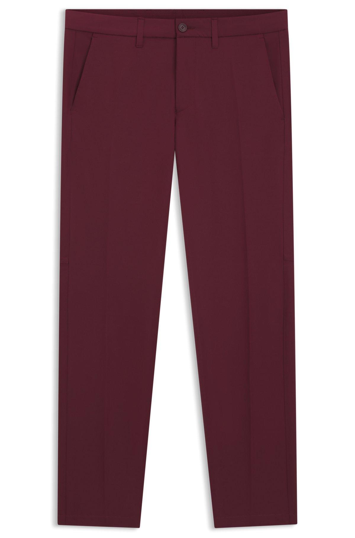 BOSS - Delaware slim-fit trousers in patterned stretch cotton - Dark Blue Product Image