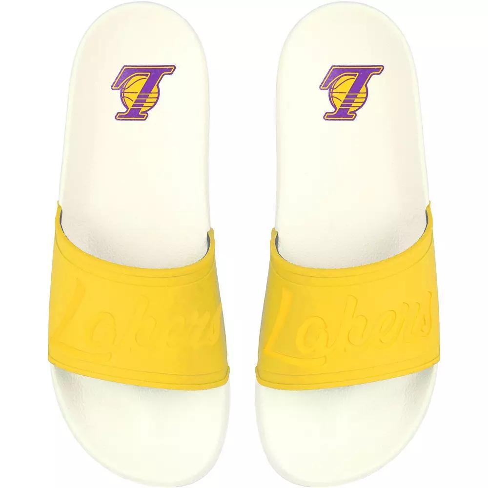 Women's FOCO Los Angeles Lakers Script Wordmark Slide Sandals, Size: 5/6, White Product Image