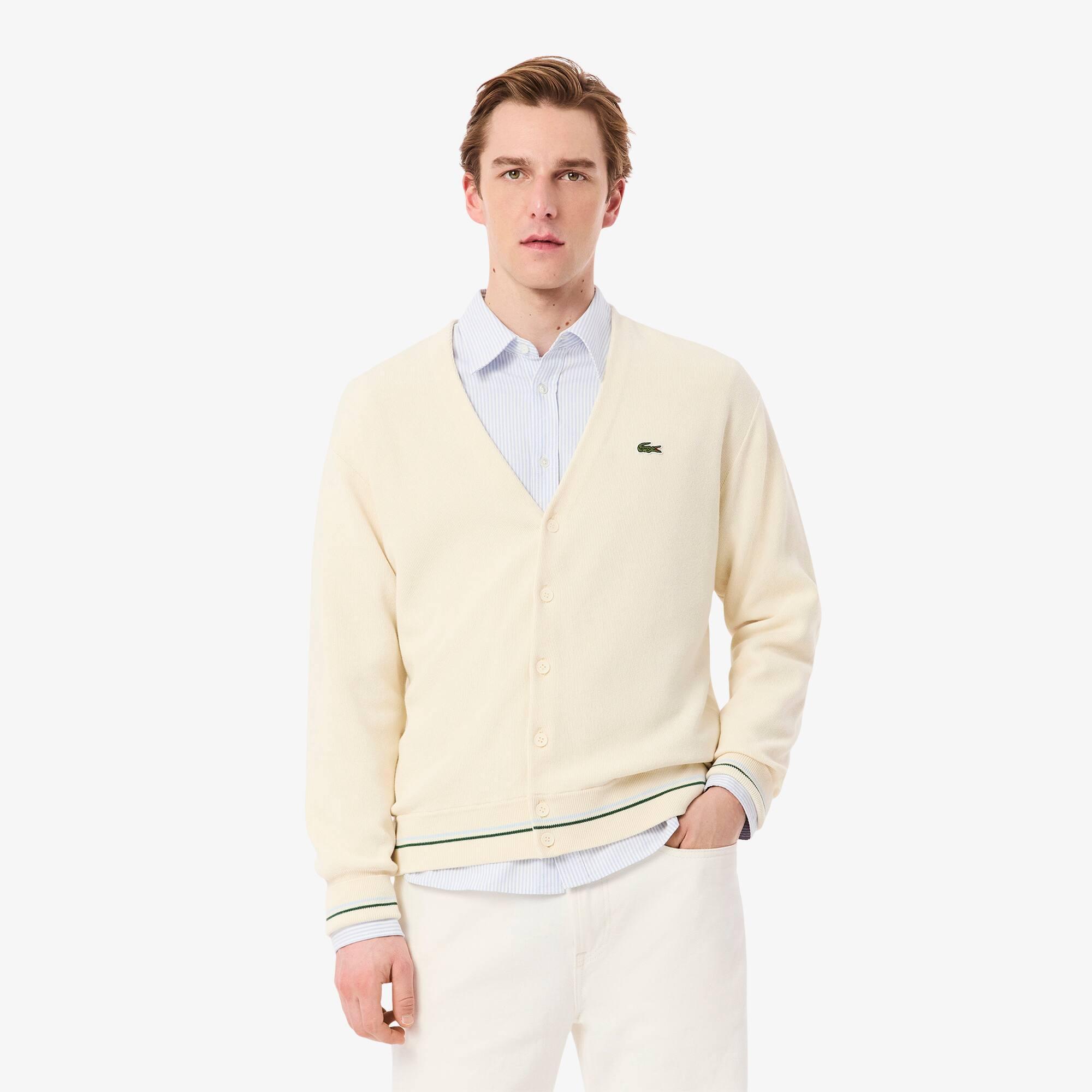 Relaxed Fit Stripe Detail Cotton Cardigan Product Image