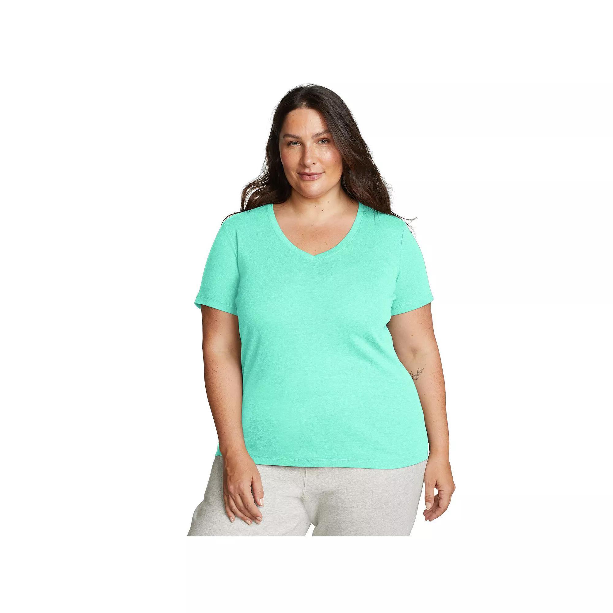 Plus Size Eddie Bauer Short Sleeve Favorite V-Neck Tee, Womens Product Image