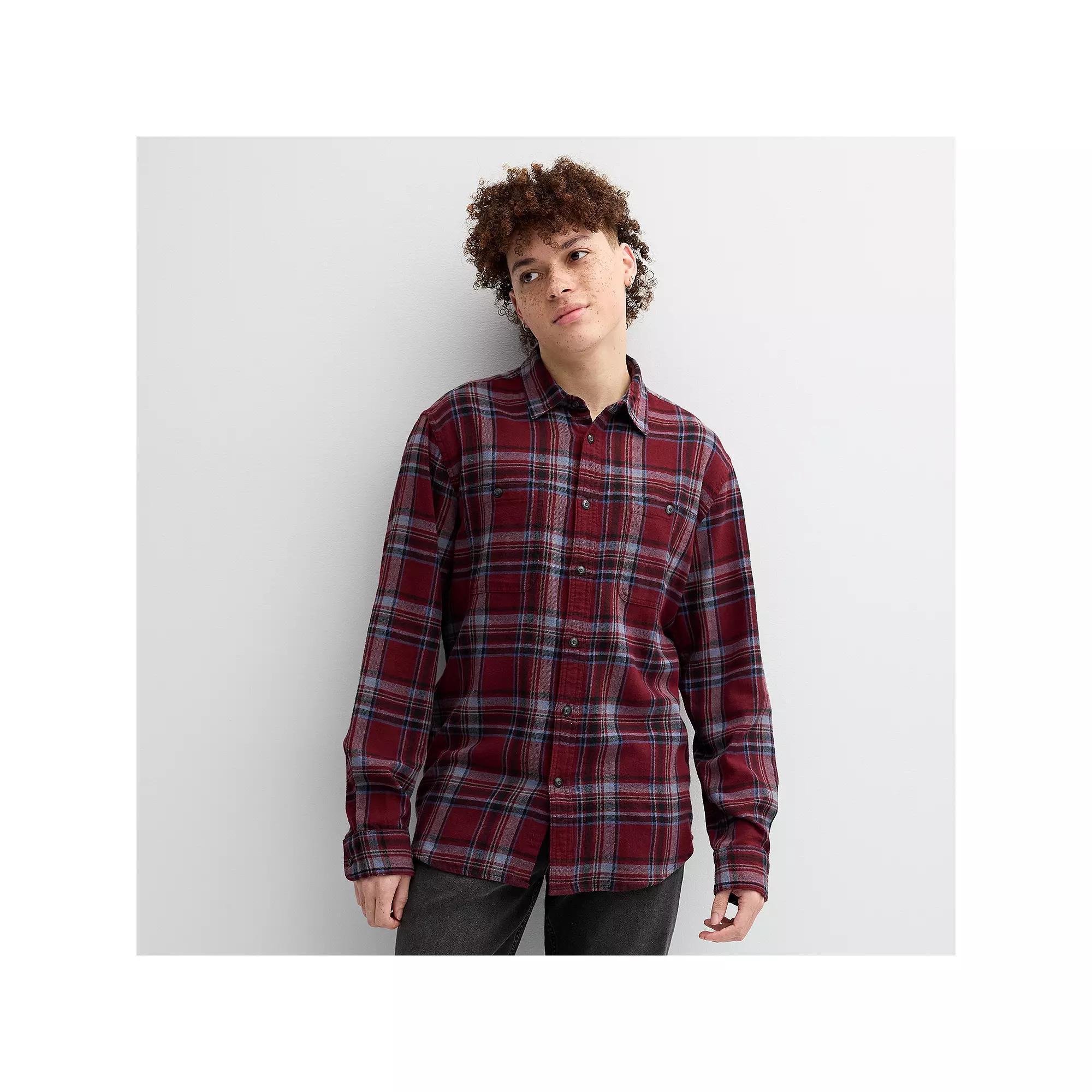 Men's Sonoma Goods For Life® Supersoft Flannel Button-Down Shirt, Size: Small, Light Blue Plaid Product Image