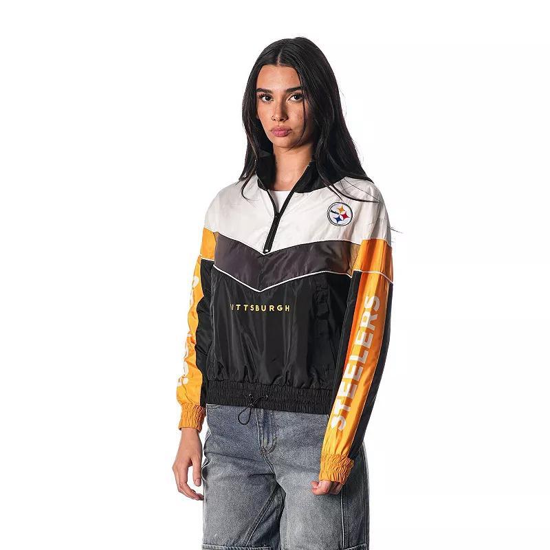 Women's The Wild Collective Black Pittsburgh Steelers 1/4 Zip Track Jacket, Size: Medium Product Image