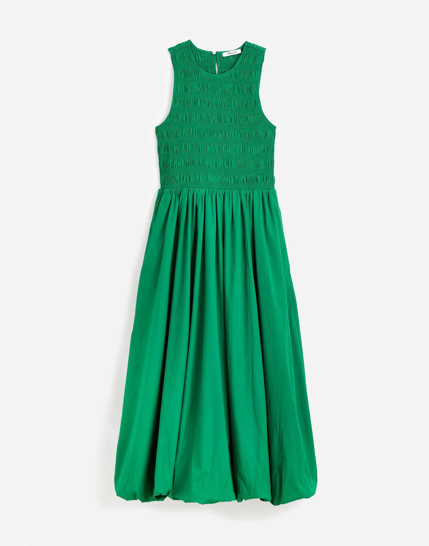 The Melody Bubble-Hem Smocked Midi Dress in Poplin Product Image