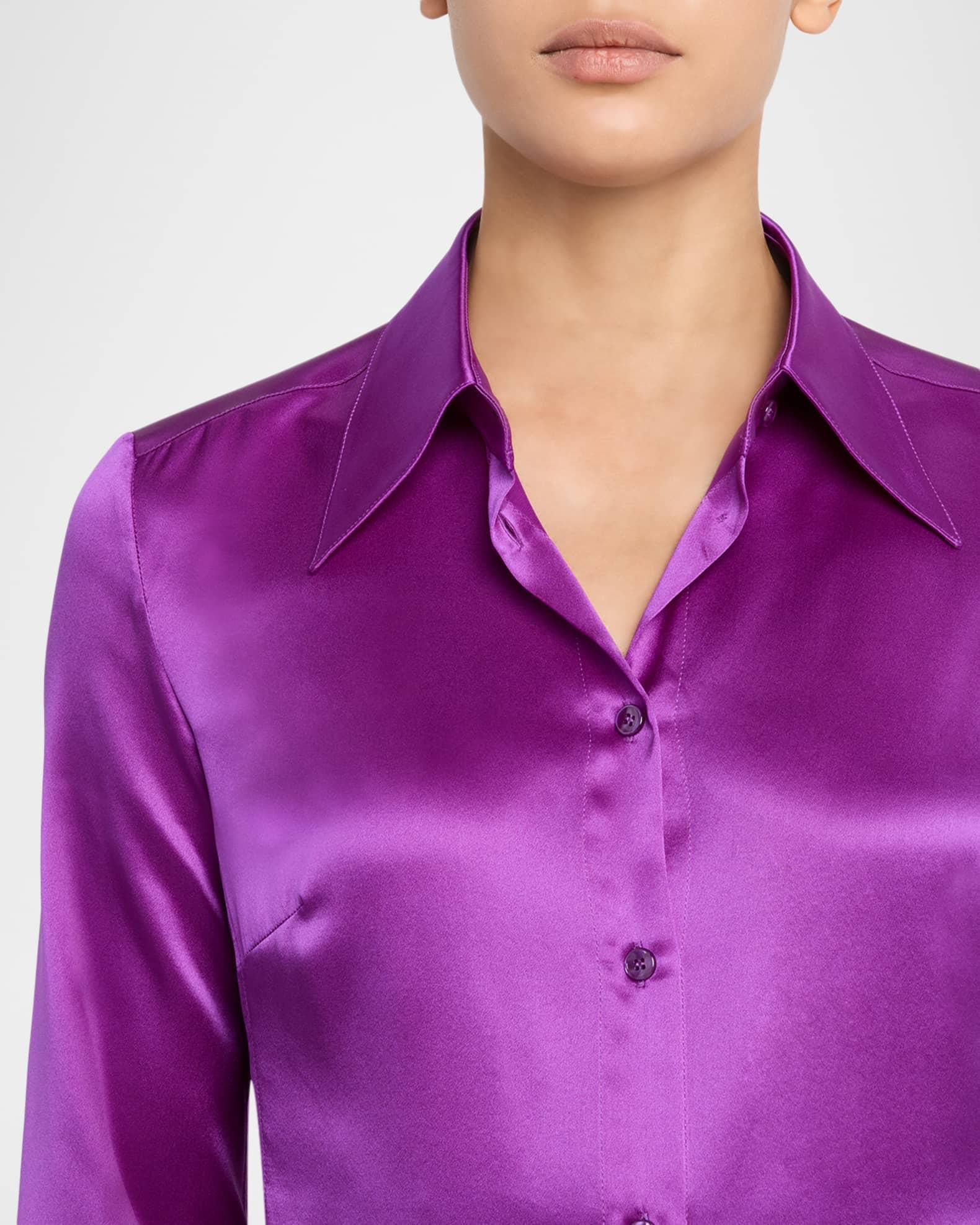 Silk Slim Button-Down Shirt Product Image