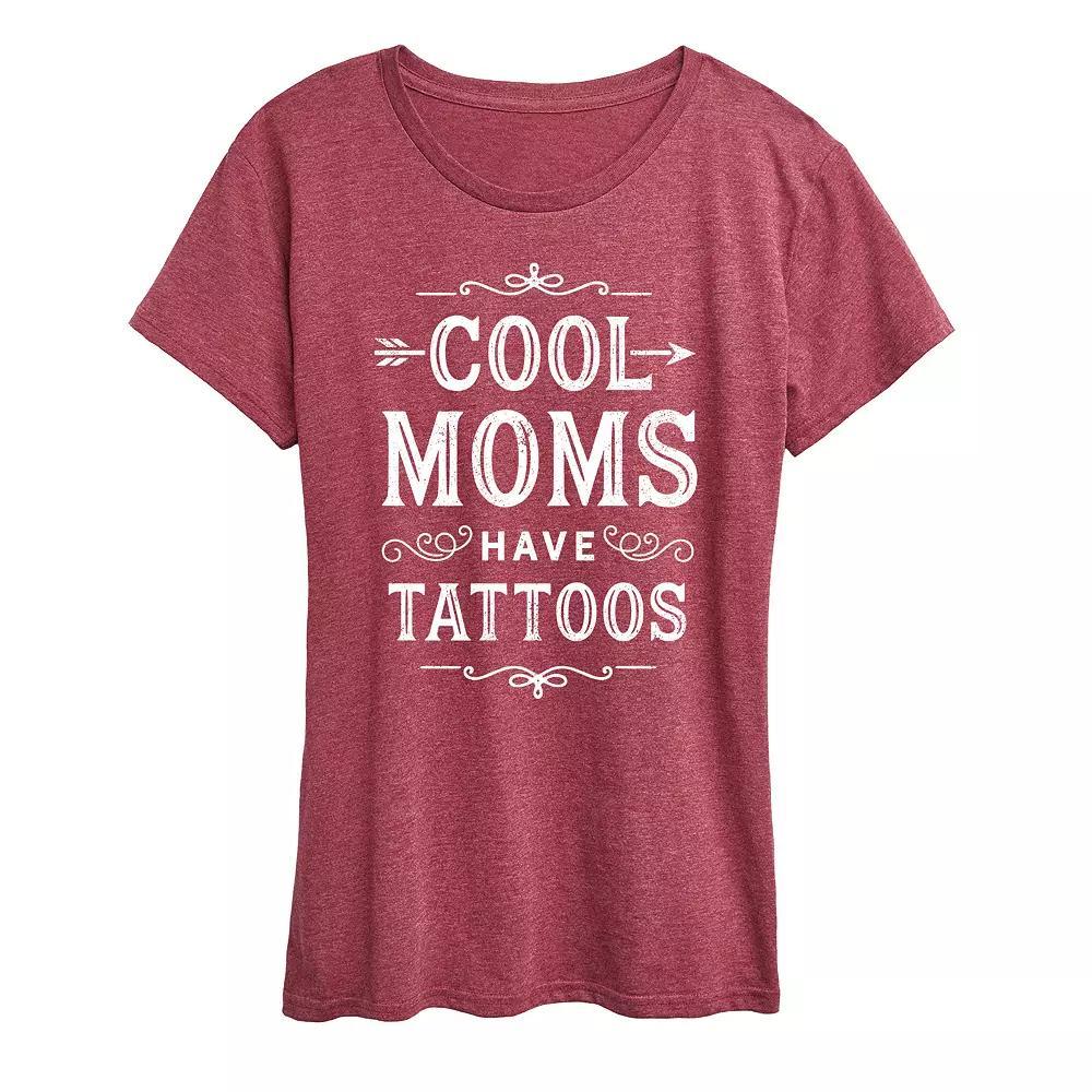 Womens Cool Moms Have Tattoos Graphic Tee, Girls Heather Grey Product Image