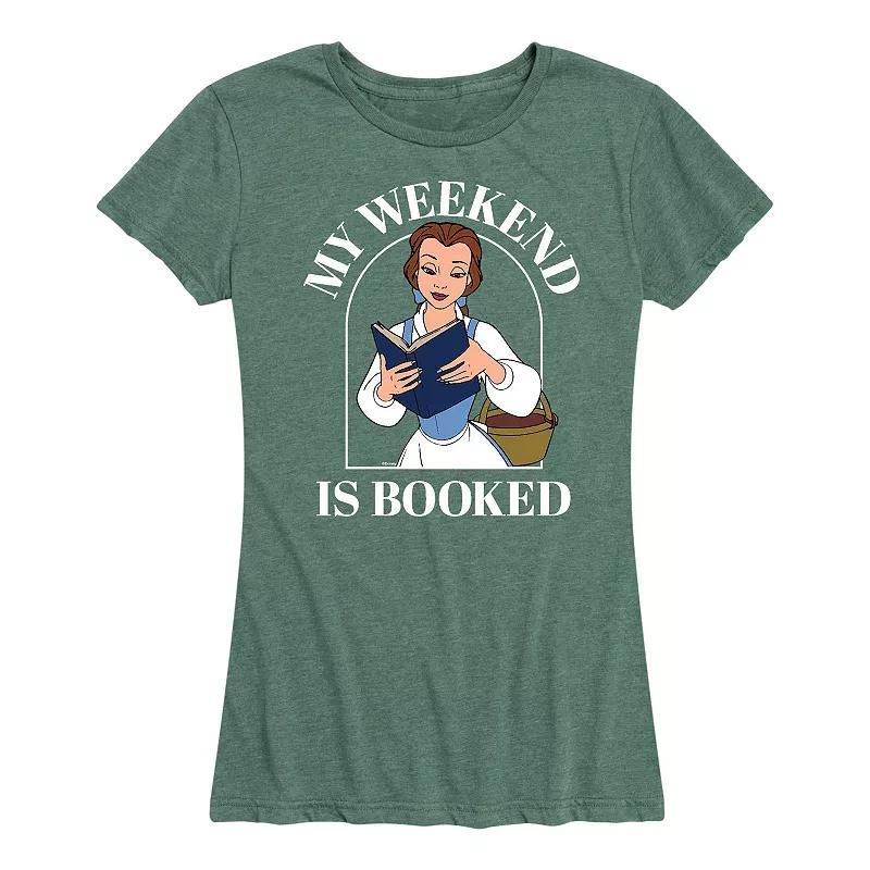 Disney Princess Belle Womens Weekend Graphic Tee, Girls Grey Green Product Image
