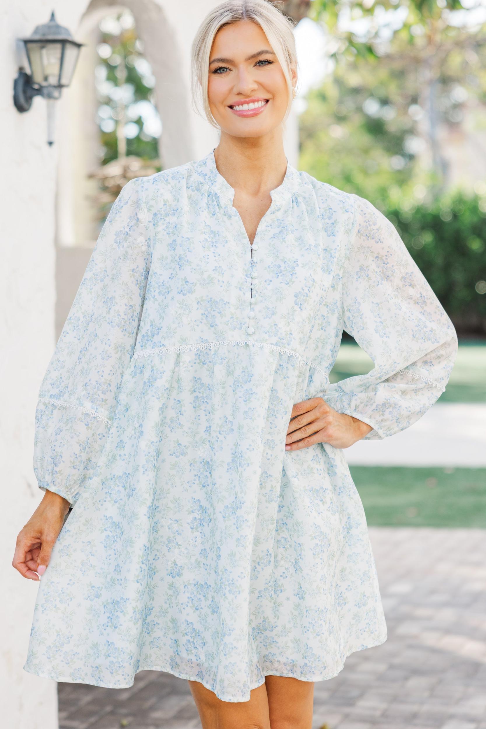 Your Biggest Wish Light Blue Ditsy Floral Dress Female Product Image