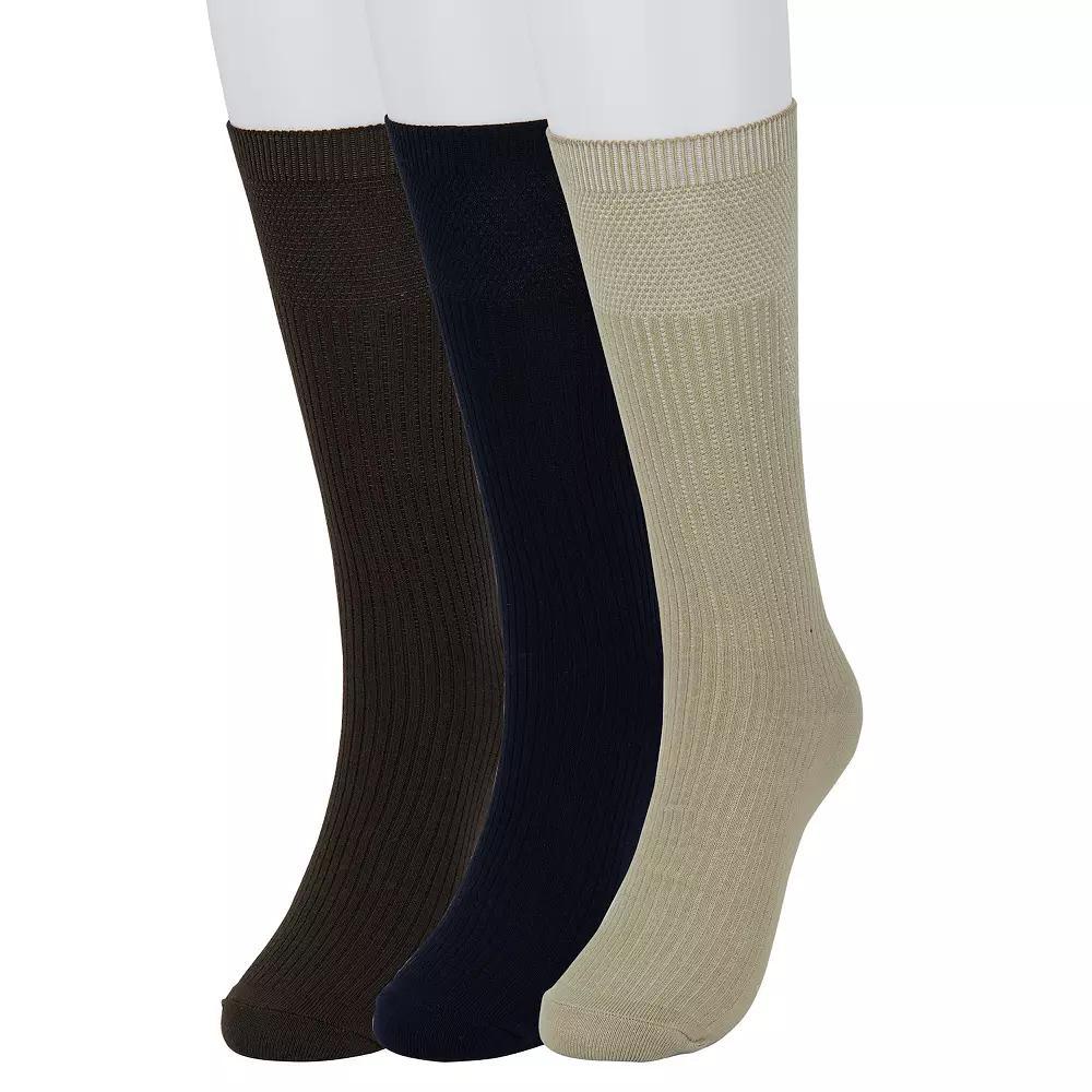 Men's Sonoma Goods For Life® 3-pack Ribbed Dress Socks, Size: 7-12, Khaki Navy Brown Product Image