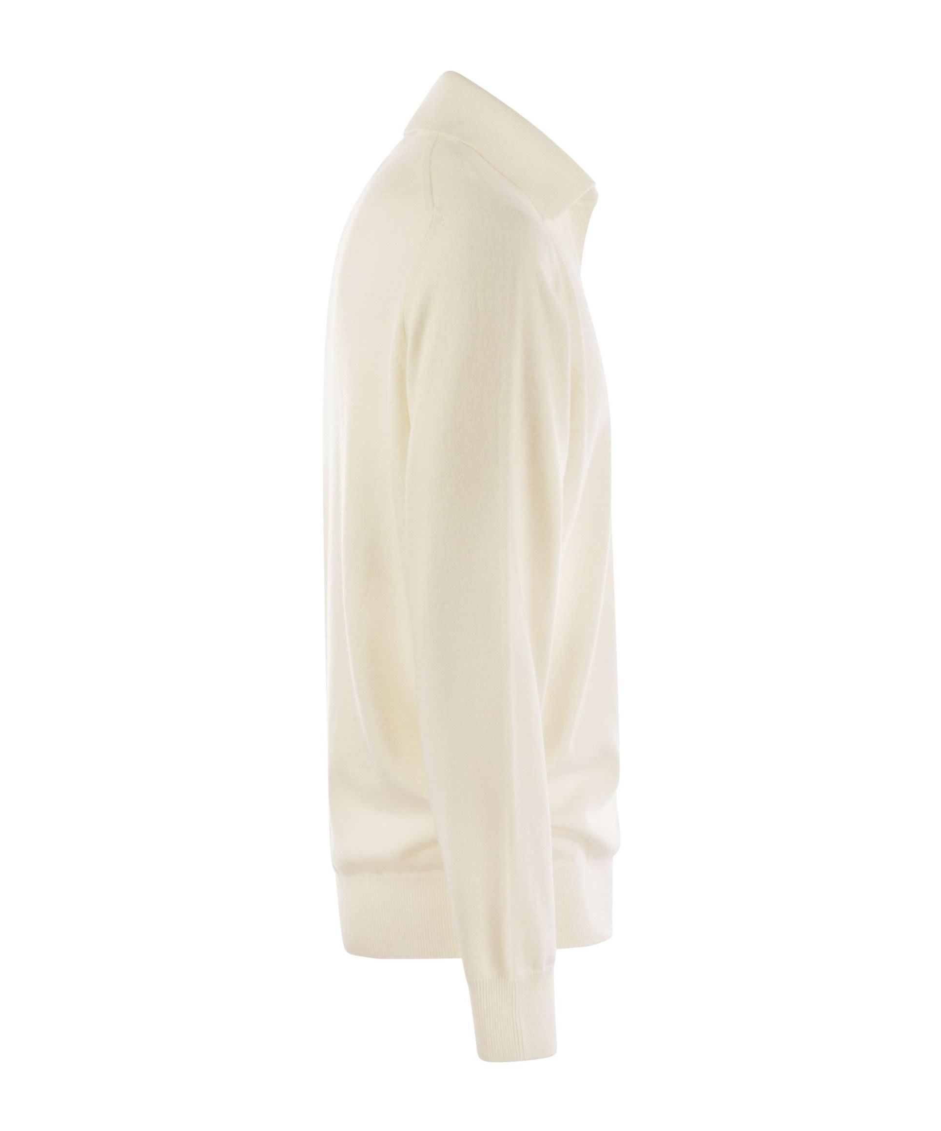 BRUNELLO CUCINELLI Cashmere Polo Neck Sweater In Beige Product Image