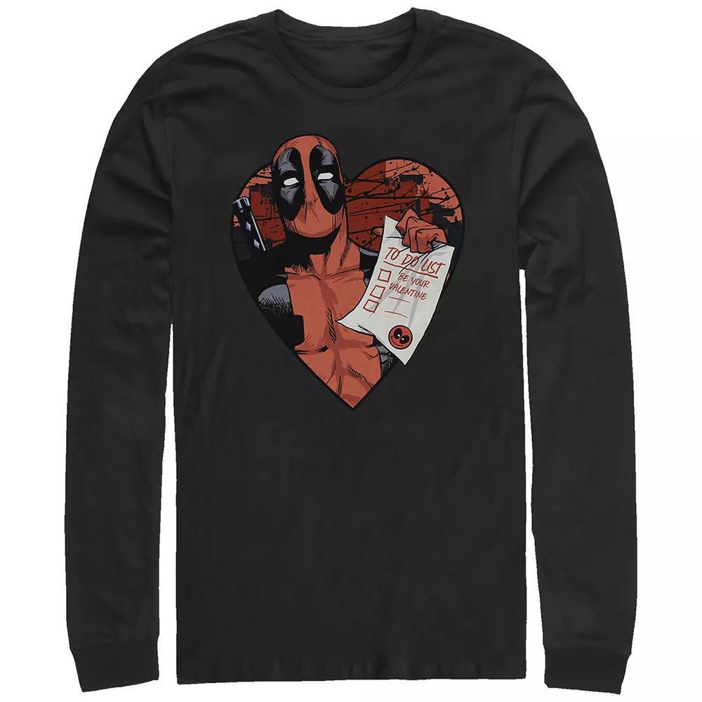 Big & Tall Marvel Deadpool Valentine's To Do List Long Sleeve Graphic Tee, Men's, Size: Large Tall, Black Product Image