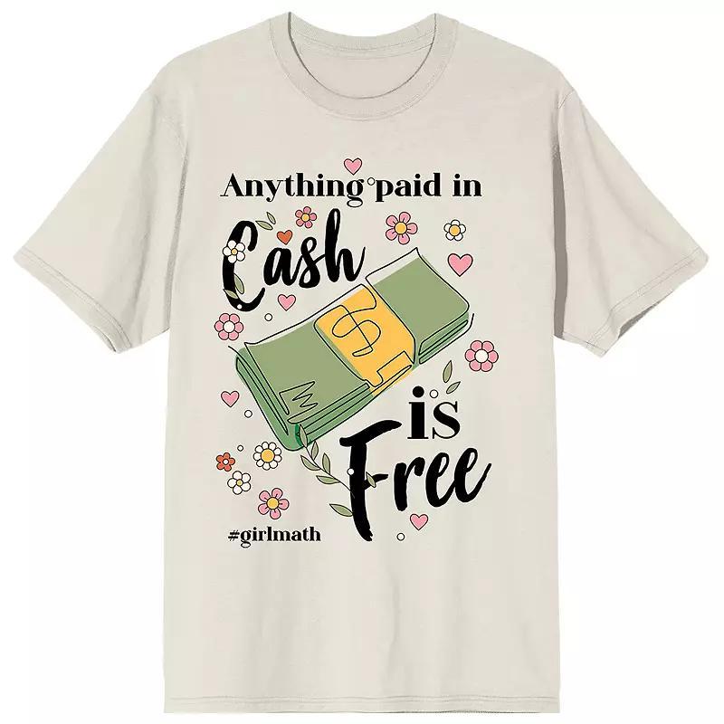 Juniors' Girl Math "Anything Paid In Cash IS Free" Graphic Tee, Girl's, Size: XXL, Off White Product Image