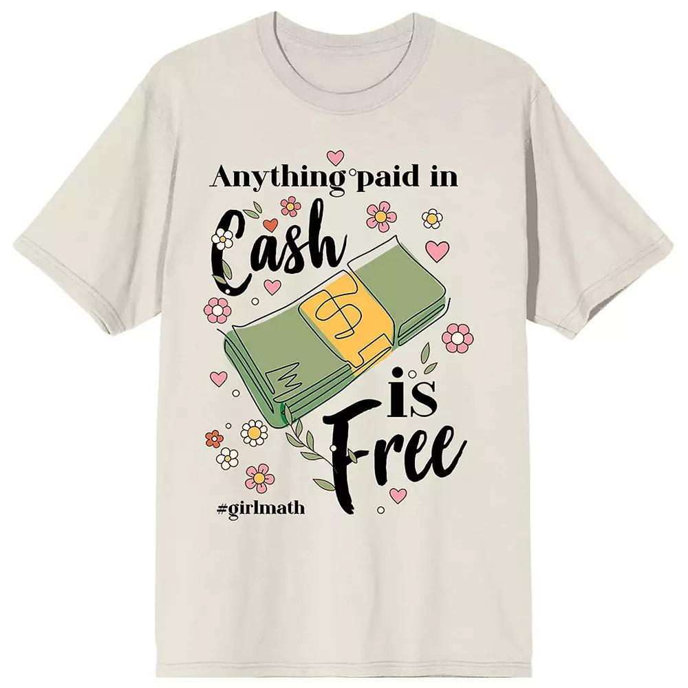Juniors' Girl Math "Anything Paid In Cash IS Free" Graphic Tee, Girl's, Size: XXL, Off White Product Image