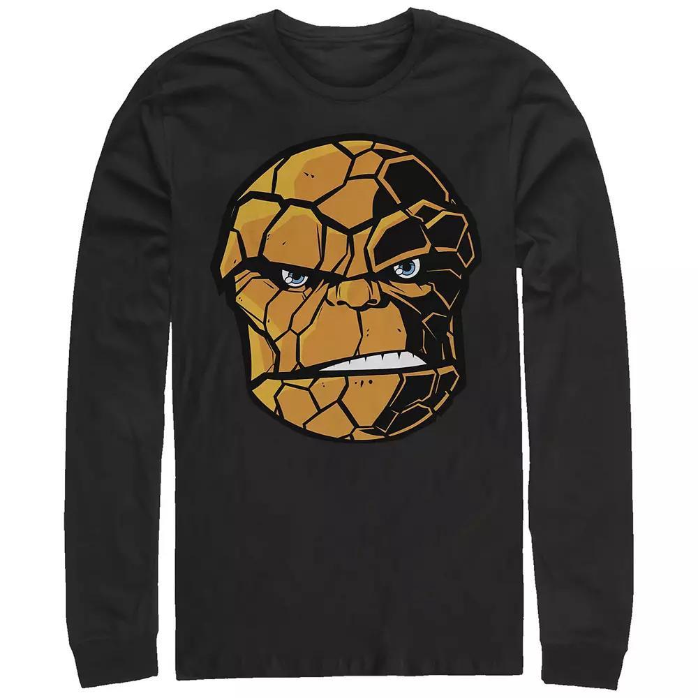 Men's Marvel Fantastic Four The Thing Head Long Sleeve Graphic Tee, Size: Large, Black Product Image