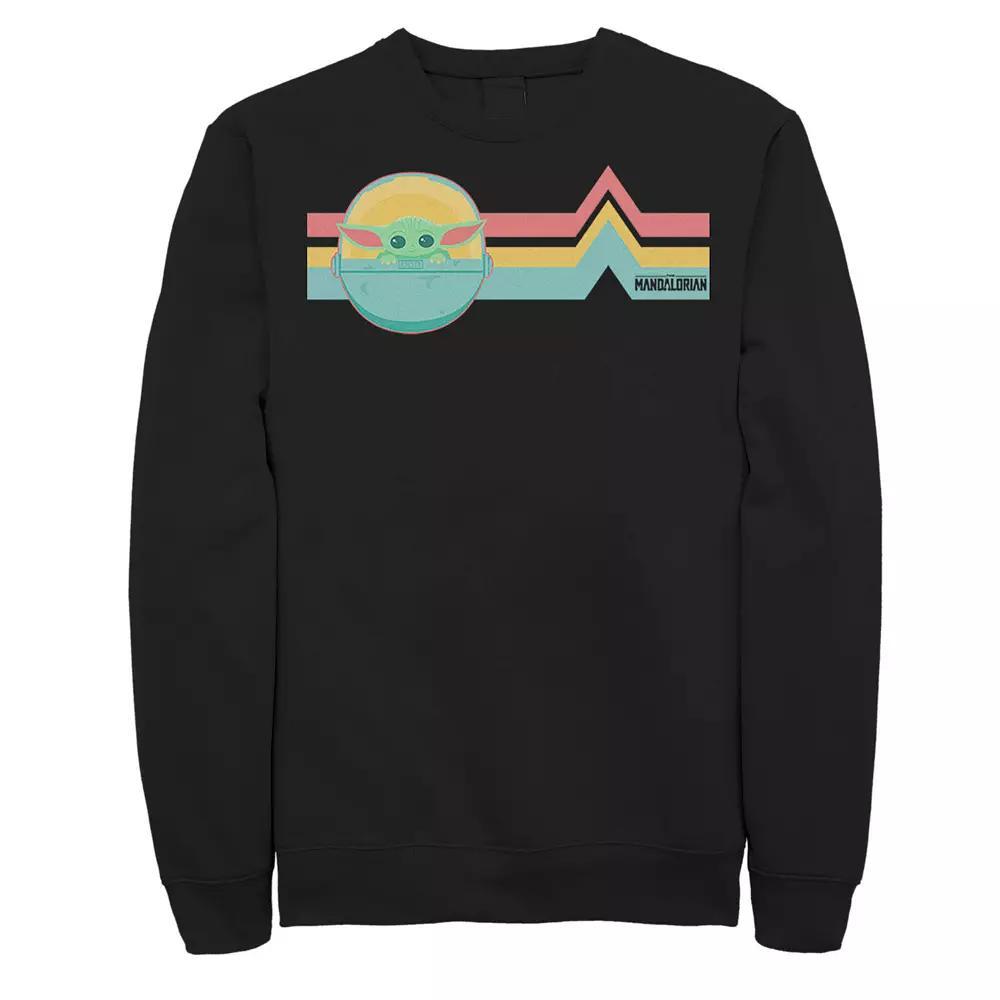 Men's Star Wars The Mandalorian The Child Rainbow Chest Lines Sweatshirt, Size: Medium, Black Product Image