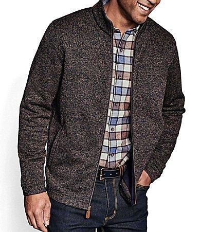 Johnston & Murphy Marled Rib Full Zip Brown) Men's Clothing Product Image