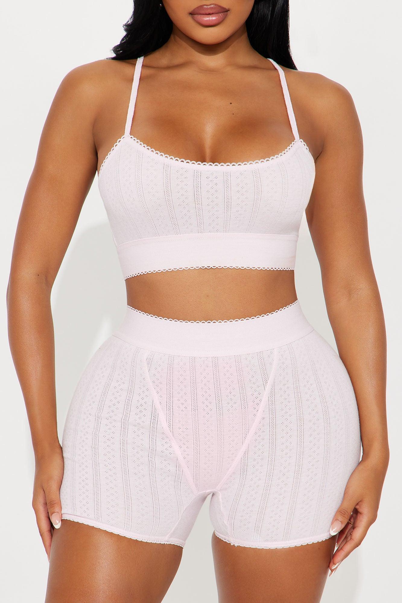 Stay Together Pointelle PJ Boxer Short Set - Pink Product Image
