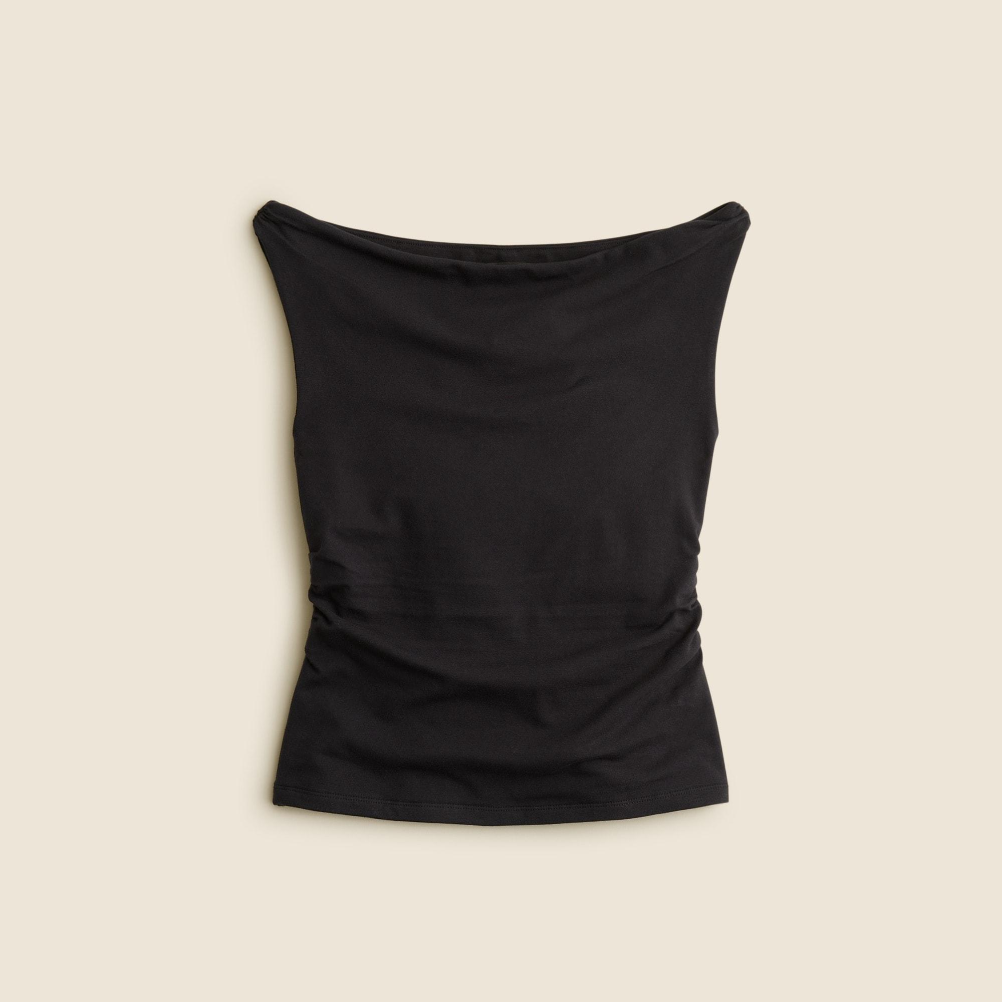 Off-the-shoulder tank top in stretch cotton blend Product Image
