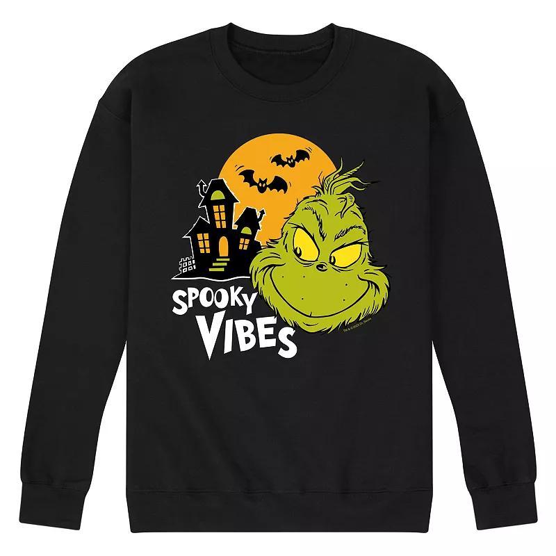 Mens Dr. Seuss Grinch Spooky Vibes Fleece Sweatshirt Product Image