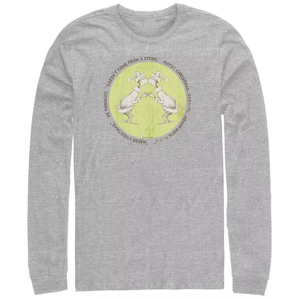 Men's Dr. Seuss Grinch Christmas Perhaps Means Much More Long Sleeve Graphic Tee, Size: 4XL Tall, Athletic Grey Product Image