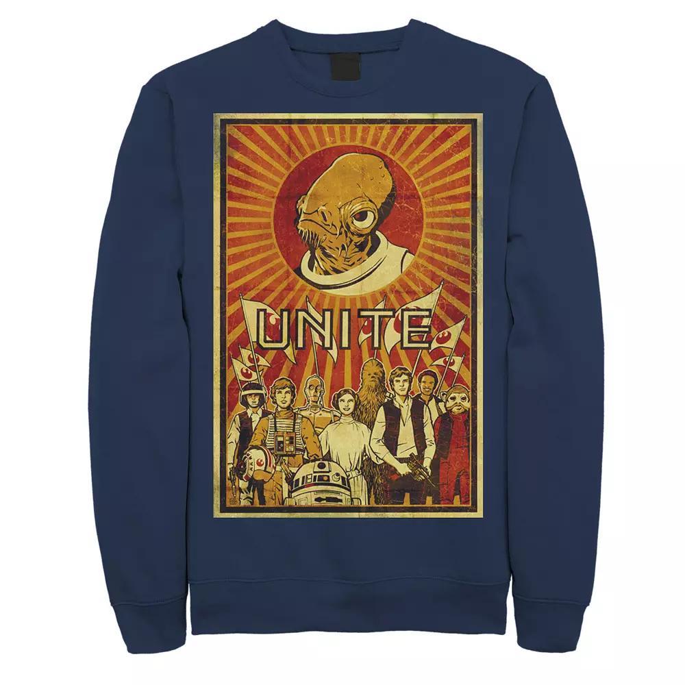 Men's Star Wars Rebel Unite Propaganda Fleece Crewneck Sweatshirt, Size: Small, Blue Product Image