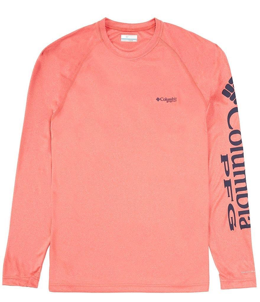 Men's Columbia PFG UPF 50 Terminal Tackle™ Heather Long Sleeve Shirt, Size: XL, Grey Heather Product Image