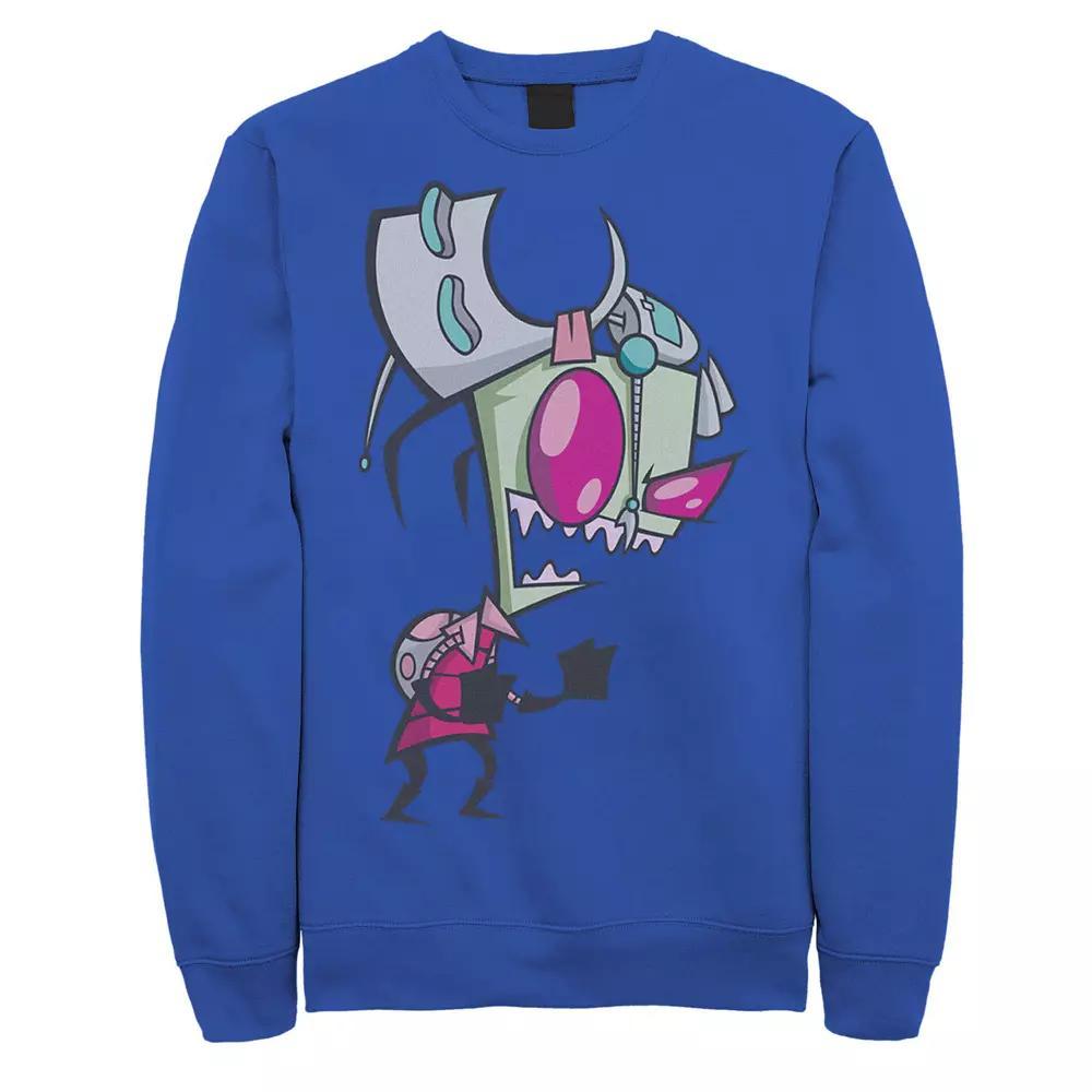 Mens Nickelodeon Invader Zim Menacing Laugh Tired Gir Portrait Graphic Fleece Pullover Product Image