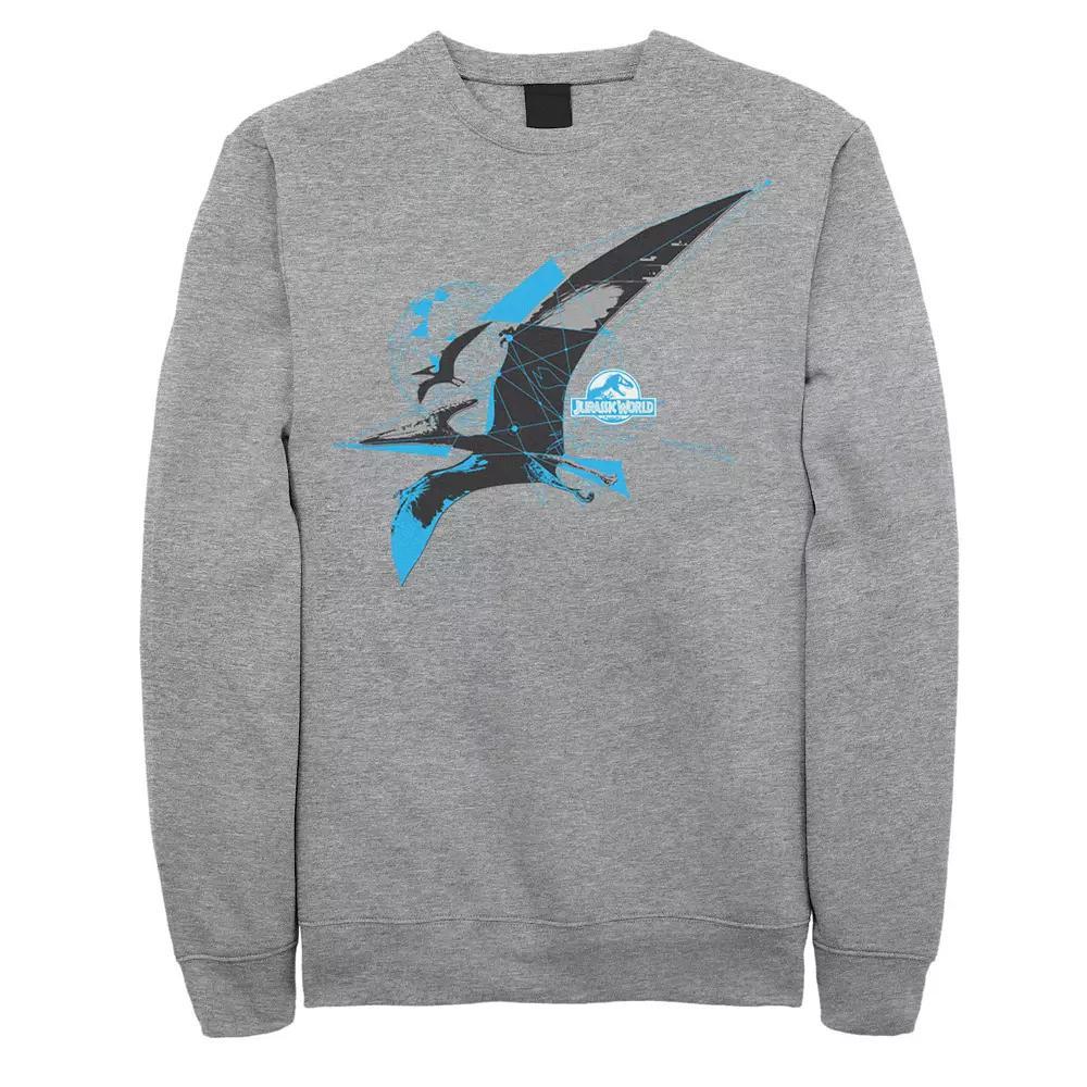 Men's Jurassic World Pterodactyl Geometric Poly Graphic Fleece Pullover, Size: XXL, Athletic Grey Product Image
