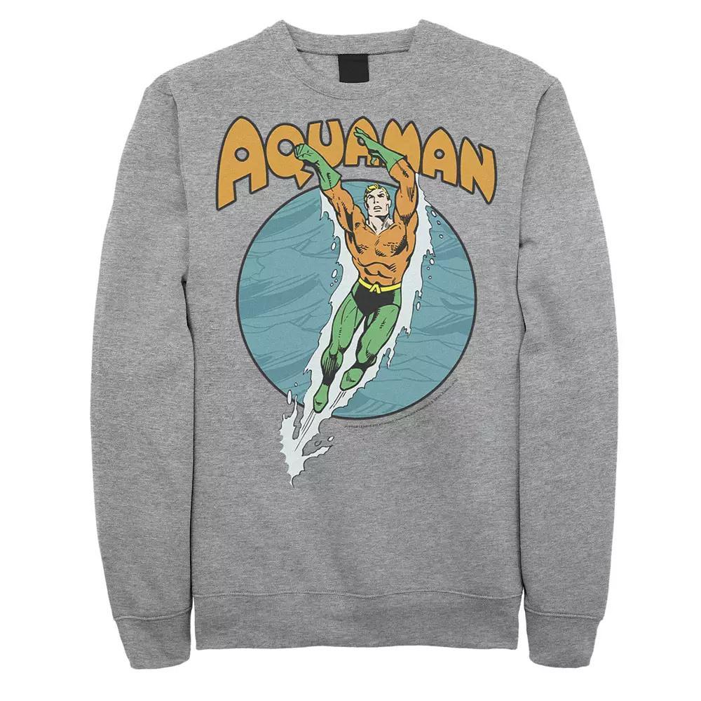 Men's DC Comics Aquaman Swimming Dance Fleece Sweatshirt, Size: XXL, Athletic Grey Product Image