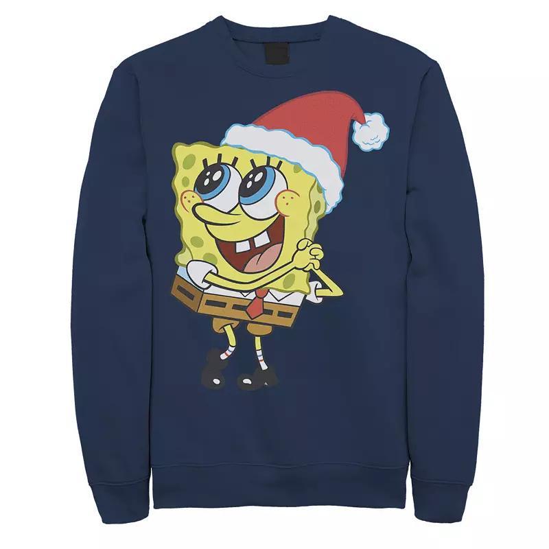 Men's Nickelodeon SpongeBob SquarePants Santa Hat Sweatshirt, Size: 3XL, Blue Product Image