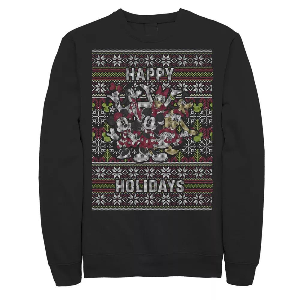 Disney's Group Shot Happy Holidays Christmas Sweater Style Men's Sweatshirt, Size: XL, Black Product Image