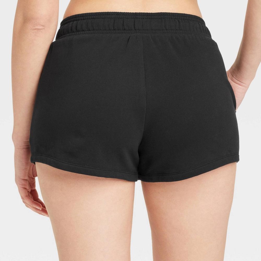 Women's Fleece Shorts - Auden™ Black L: Midweight, Side Pocket, Above Knee, Drawstring Waist Product Image