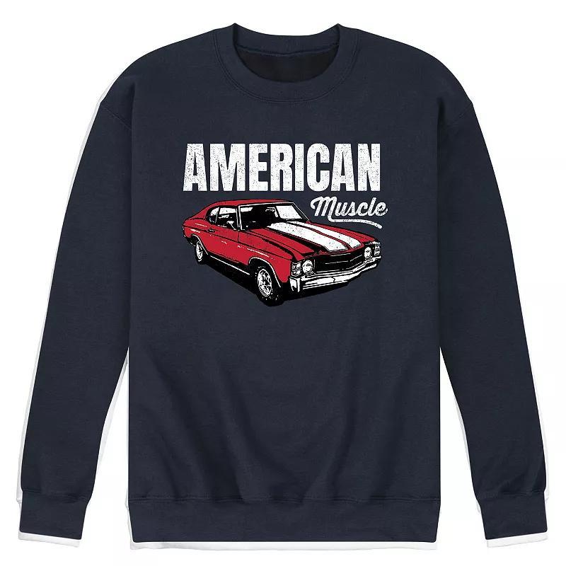 Men's American Muscle Graphic Fleece Sweatshirt, Size: Large, Blue Product Image