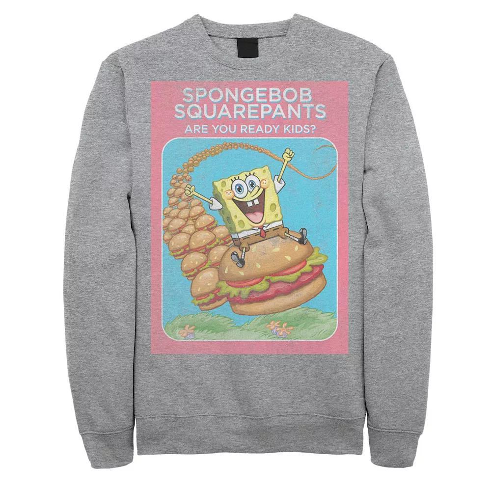 Men's SpongeBob SquarePants Are You Ready Kids Vintage Poster Sweatshirt, Size: Medium, Athletic Grey Product Image