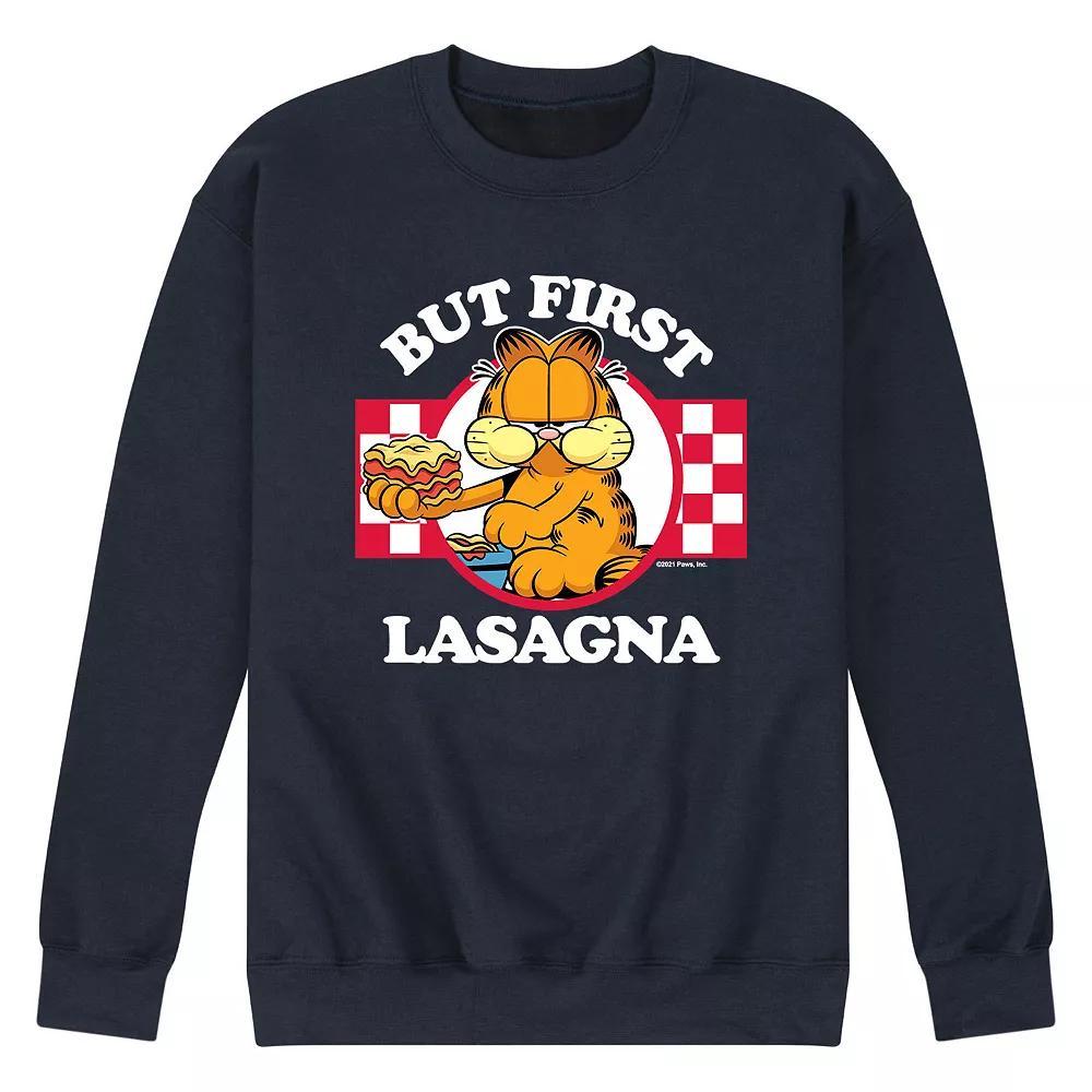 Men's Garfield But First Lasagna Sweatshirt, Size: XXL, Blue Product Image