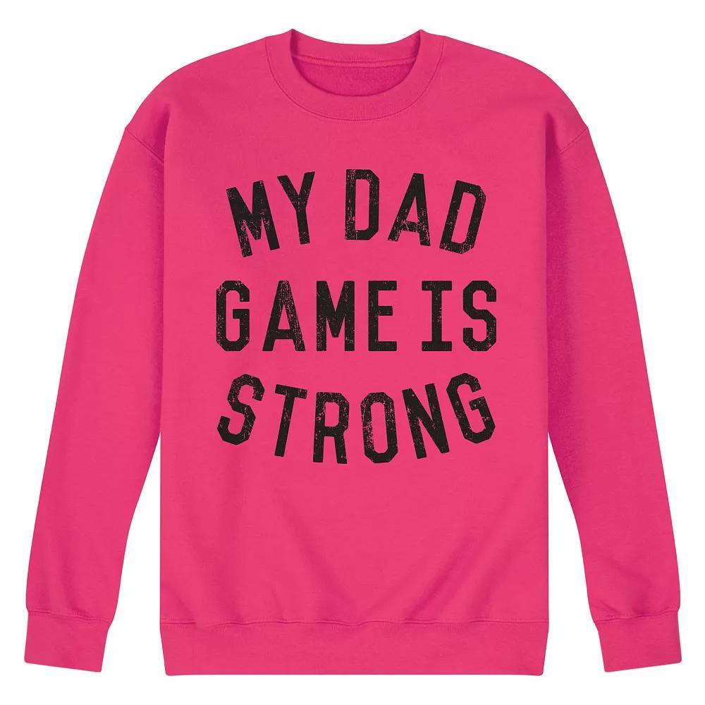 Mens Dad Game Is Strong Fleece Sweatshirt Pink Product Image