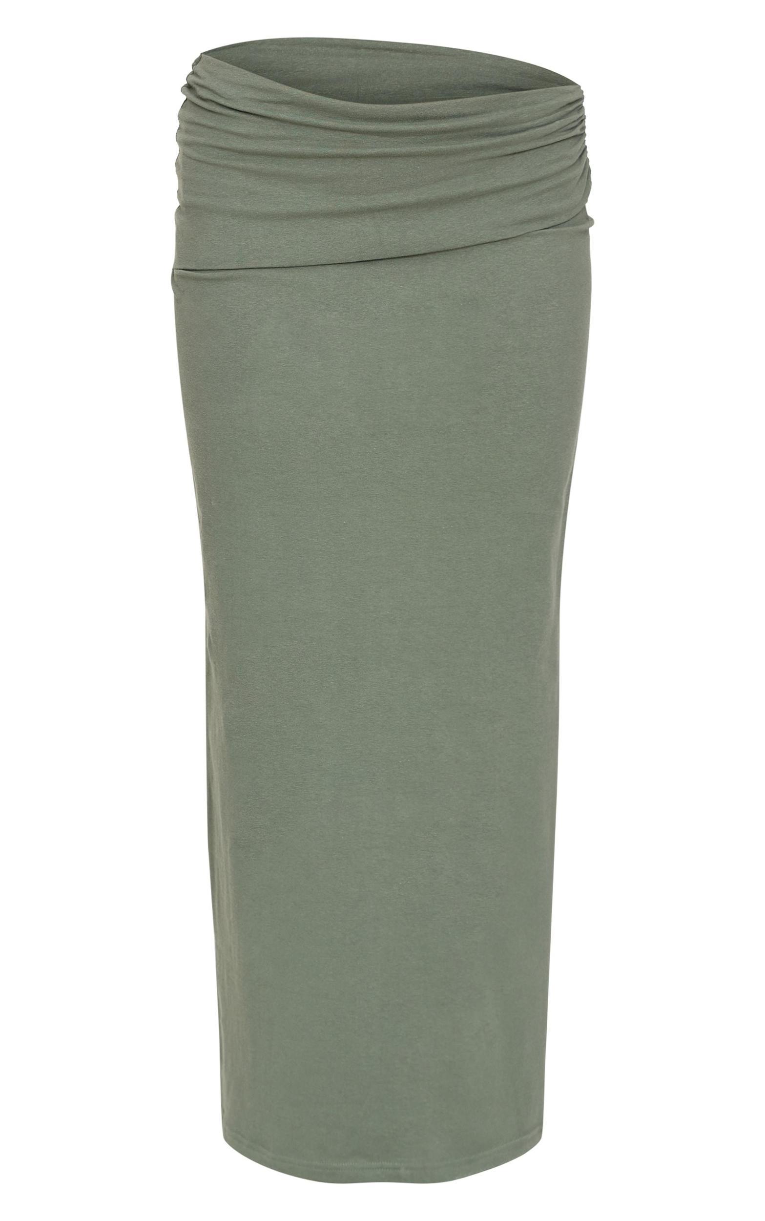 Sea Green Foldover Cotton Maxi Skirt Product Image