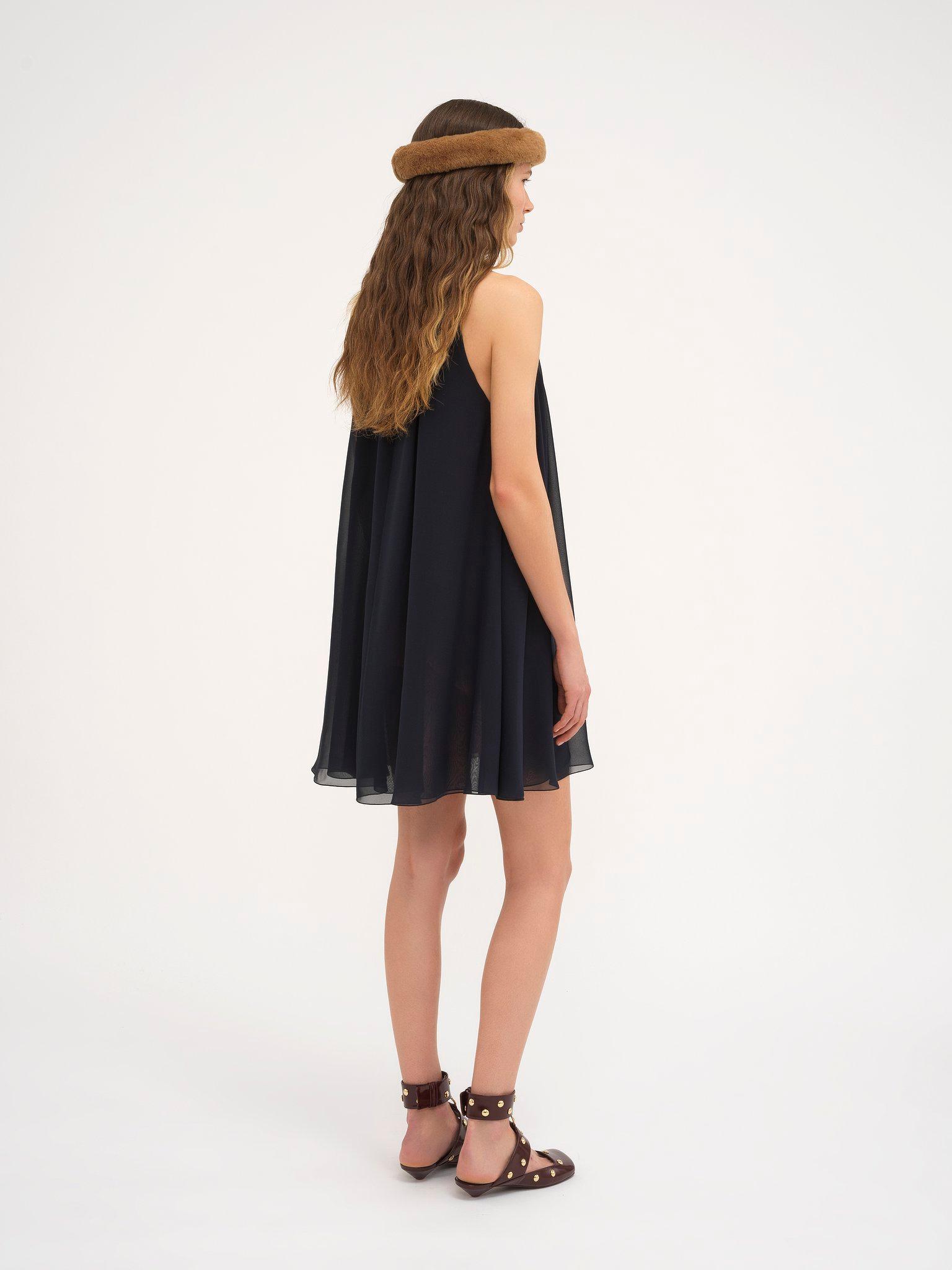 Mini cape dress in silk georgette Product Image