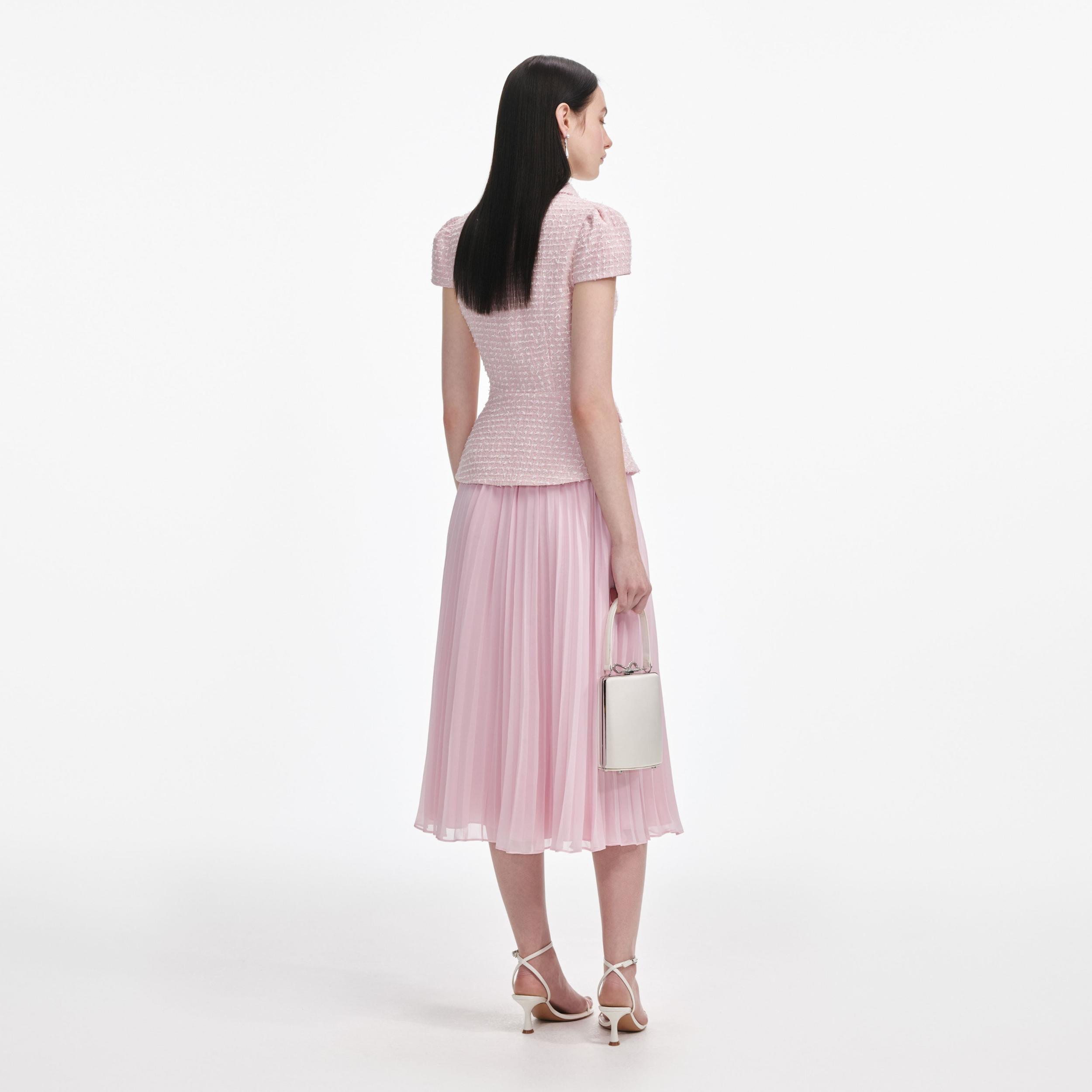 Pink Boucle Midi Dress Product Image