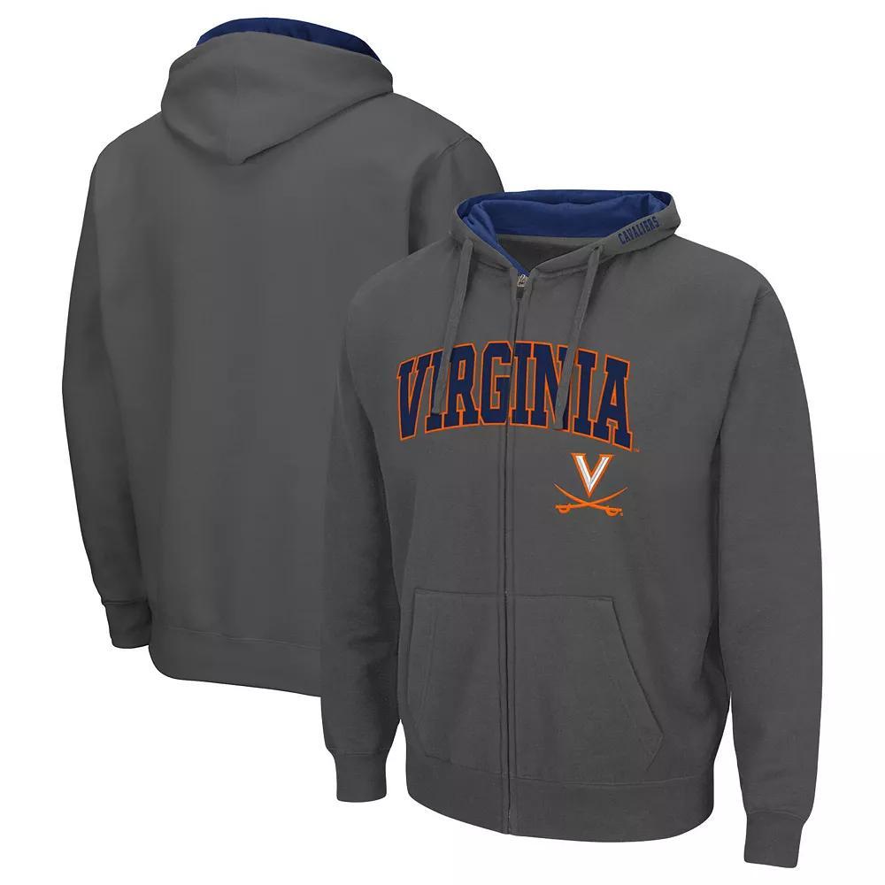 Men's Colosseum  Charcoal Virginia Cavaliers Arch & Logo 3.0 Full-Zip Hoodie, Size: Medium Product Image
