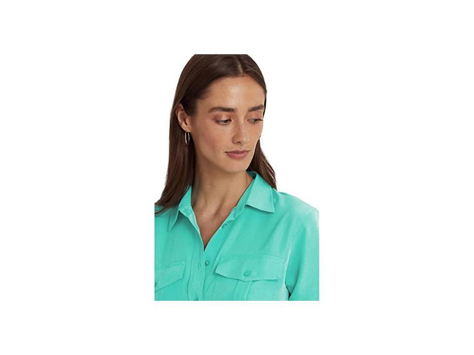 Lauren Ralph Lauren Crepe Shirt (Natural Turquoise) Women's Blouse Product Image