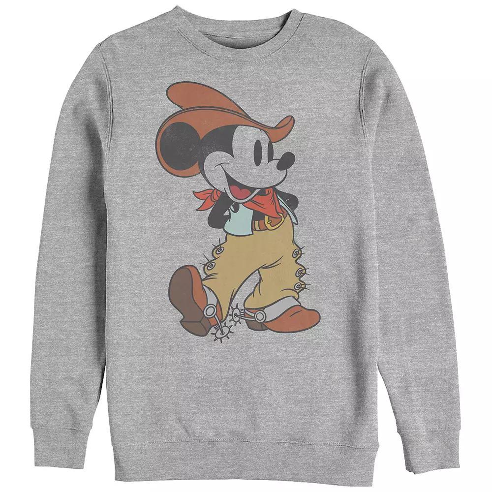 Men's Disney's Mickey Mouse Cowboy Pose Sweatshirt, Size: Medium, Athletic Grey Product Image